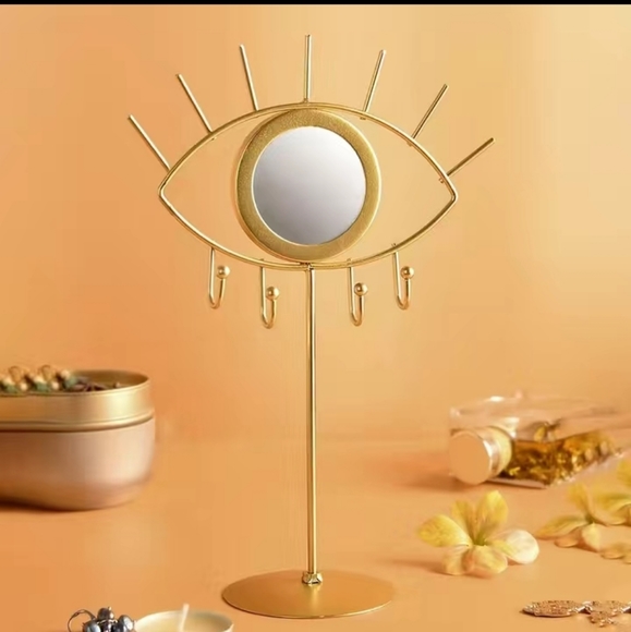 PRICE SLASH! Gold Evil Eye Mirrored Jewelry Stand Display Organizer Statue Boho - Picture 3 of 9